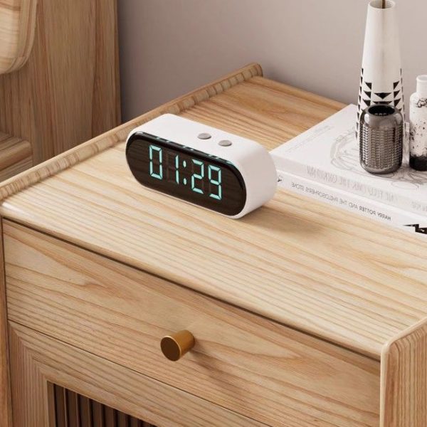 Modern Minimalist Square Wood Rock Slab Nightstand 2-Drawer For Bedroom - Image 10