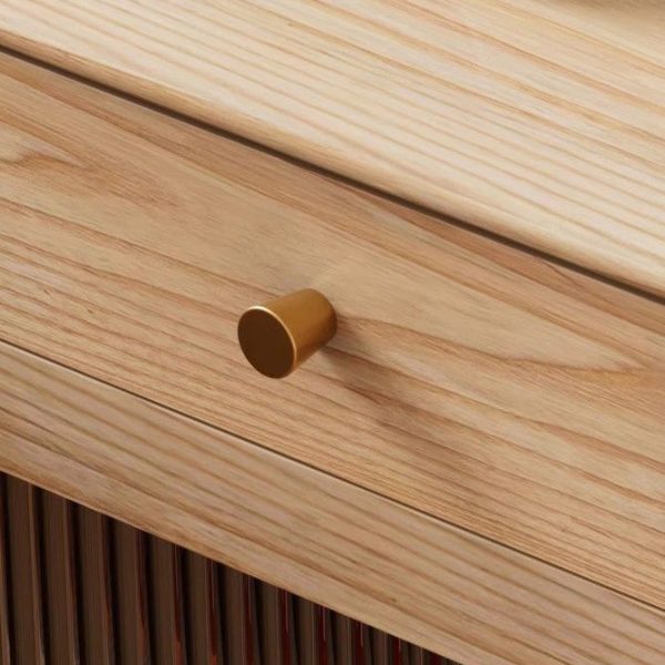 Modern Minimalist Square Wood Rock Slab Nightstand 2-Drawer For Bedroom - Image 4