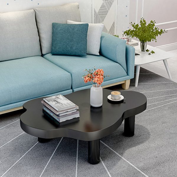 Contemporary Scandinavian Cloud Cream Rectangle Round Wood Coffee Table For Living Room - Image 9