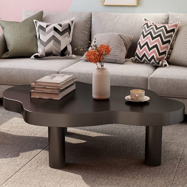 Contemporary Scandinavian Cloud Cream Rectangle Round Wood Coffee Table For Living Room - Image 12
