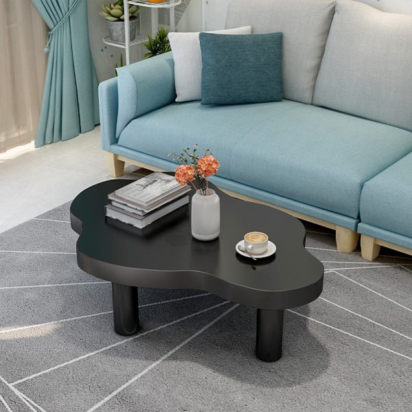 Contemporary Scandinavian Cloud Cream Rectangle Round Wood Coffee Table For Living Room - Image 3