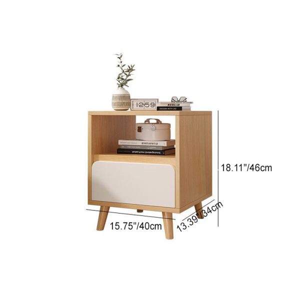 Modern Minimalist Square Rectangular Wood Nightstand 1/2/3 Drawer For Bedroom - Image 5