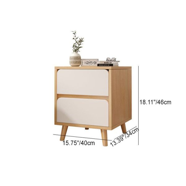Modern Minimalist Square Rectangular Wood Nightstand 1/2/3 Drawer For Bedroom - Image 7