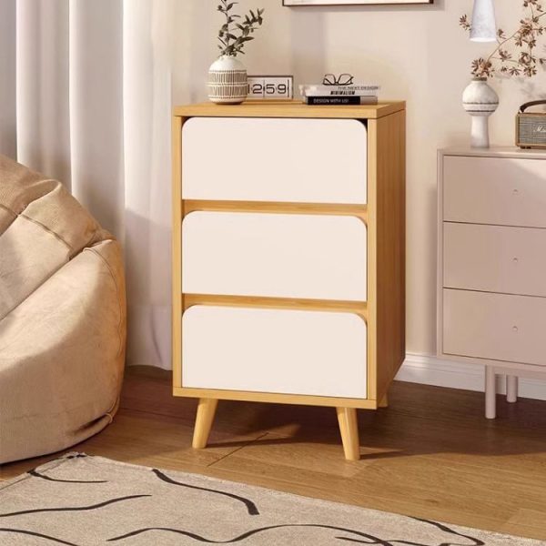 Modern Minimalist Square Rectangular Wood Nightstand 1/2/3 Drawer For Bedroom - Image 2