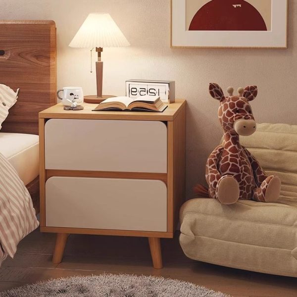 Modern Minimalist Square Rectangular Wood Nightstand 1/2/3 Drawer For Bedroom - Image 13