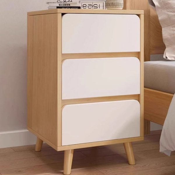 Modern Minimalist Square Rectangular Wood Nightstand 1/2/3 Drawer For Bedroom - Image 3