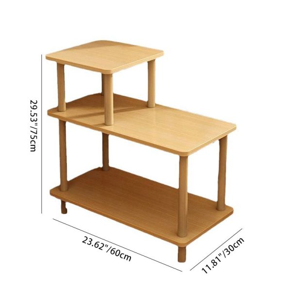 Modern Minimalist Rectangular Square Wooden Side Table 3-Tier For Living Room - Image 4