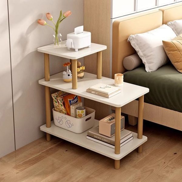 Modern Minimalist Rectangular Square Wooden Side Table 3-Tier For Living Room - Image 10