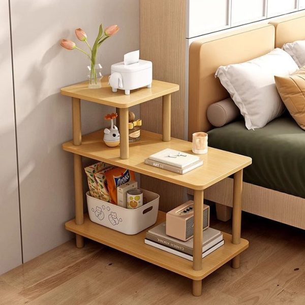 Modern Minimalist Rectangular Square Wooden Side Table 3-Tier For Living Room - Image 3