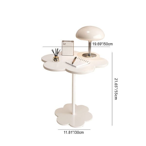 Modern Minimalist Cream Flower Shaped Round Iron Density Plate End Table For Living Room - Image 3