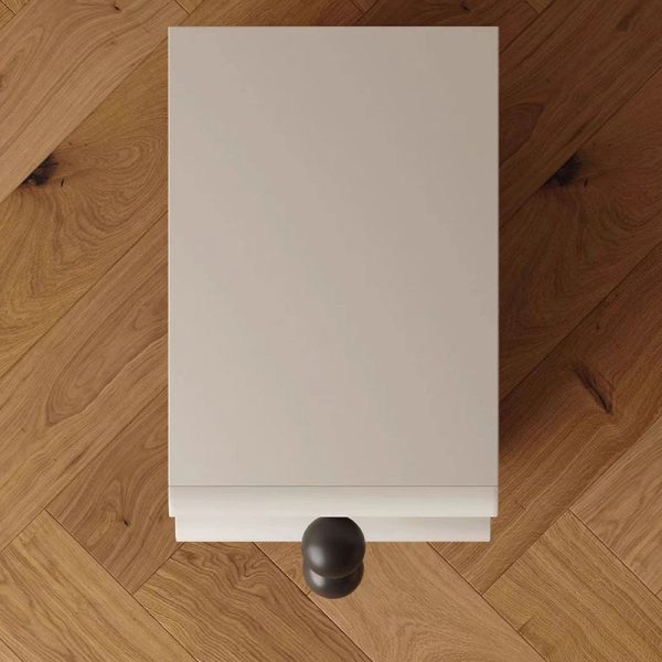 Modern Minimalist Cream Rectangle Laminate Wood Baking Paint Board Nightstand 2-Drawer For Bedroom - Image 4