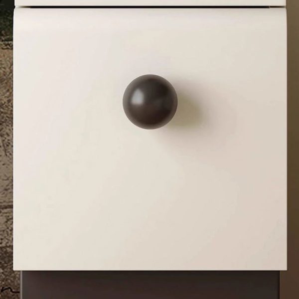 Modern Minimalist Cream Rectangle Laminate Wood Baking Paint Board Nightstand 2-Drawer For Bedroom - Image 9