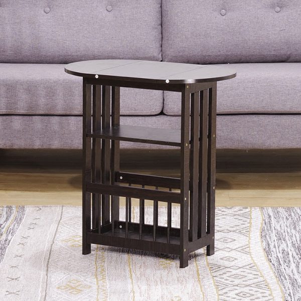 Modern Minimalist Collapsible Oval Rectangular Density Board Coffee Table 3-Tier For Living Room - Image 2