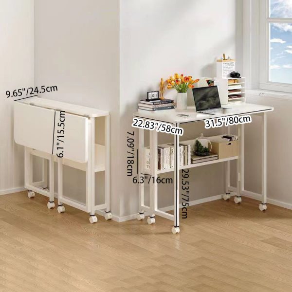 Modern Minimalist Moveable Foldable Rectangular Wood Panel Desk For Home Office - Image 7