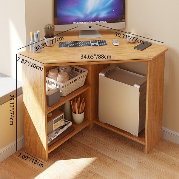 Modern Minimalist Triangle Curved Density Board Desk For Home Office - Image 4