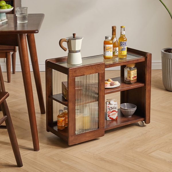 Traditional Rustic Removable Rectangular Wood Glass Side Table 2-Tier For Living Room - Image 21