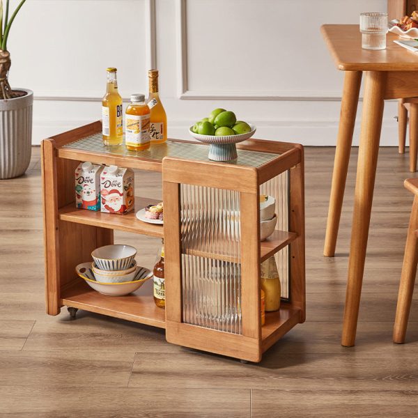 Traditional Rustic Removable Rectangular Wood Glass Side Table 2-Tier For Living Room - Image 12