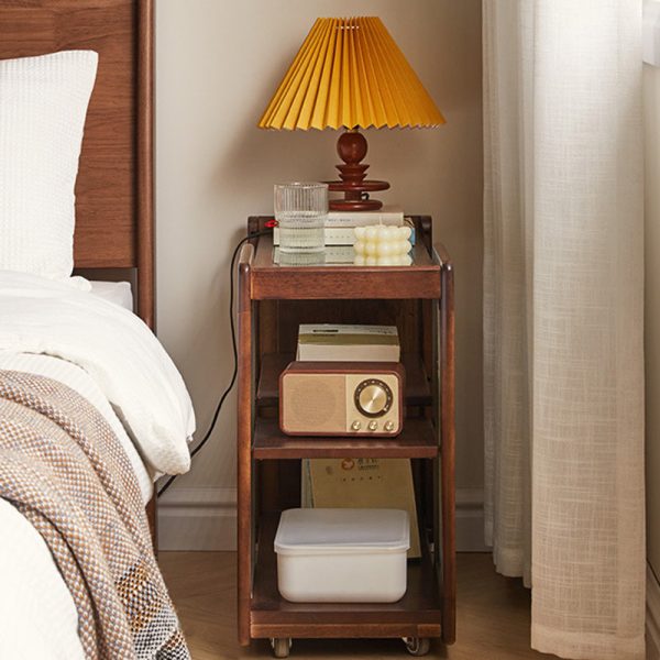 Traditional Rustic Removable Rectangular Wood Glass Side Table 2-Tier For Living Room - Image 15