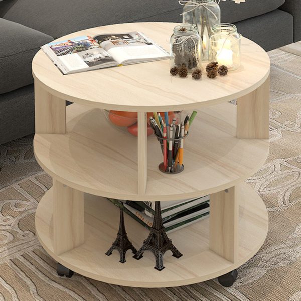 Contemporary Scandinavian Removable Round Column Density Plate Side Table 3-Tier For Living Room - Image 8