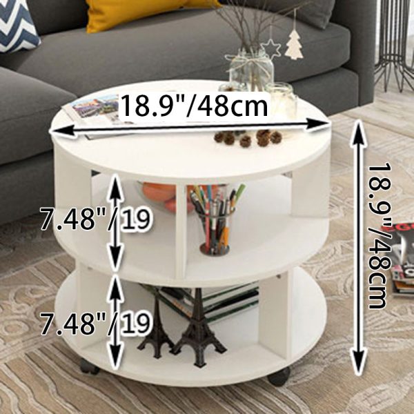 Contemporary Scandinavian Removable Round Column Density Plate Side Table 3-Tier For Living Room - Image 4