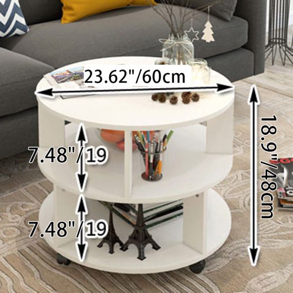Contemporary Scandinavian Removable Round Column Density Plate Side Table 3-Tier For Living Room - Image 5