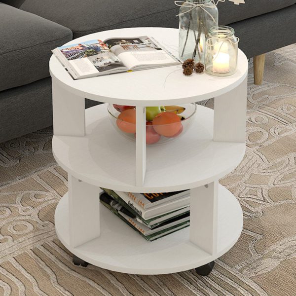 Contemporary Scandinavian Removable Round Column Density Plate Side Table 3-Tier For Living Room - Image 2