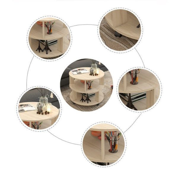 Contemporary Scandinavian Removable Round Column Density Plate Side Table 3-Tier For Living Room - Image 6