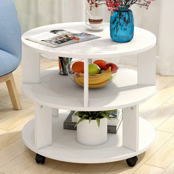 Contemporary Scandinavian Removable Round Column Density Plate Side Table 3-Tier For Living Room - Image 9
