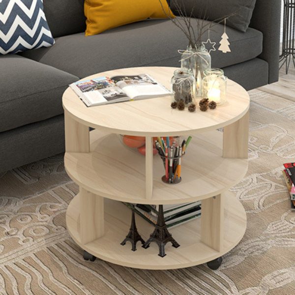 Contemporary Scandinavian Removable Round Column Density Plate Side Table 3-Tier For Living Room - Image 7