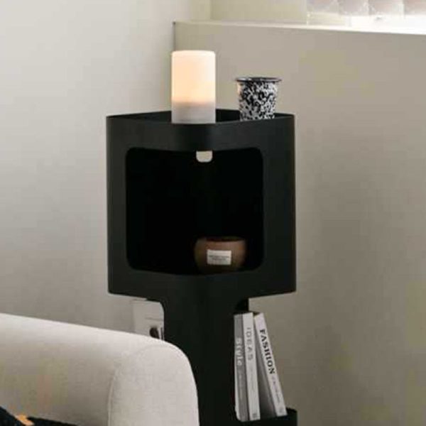 Contemporary Scandinavian Cream Rectangular Cylindrical Carbon Steel Side Table 3-Tier For Living Room - Image 10