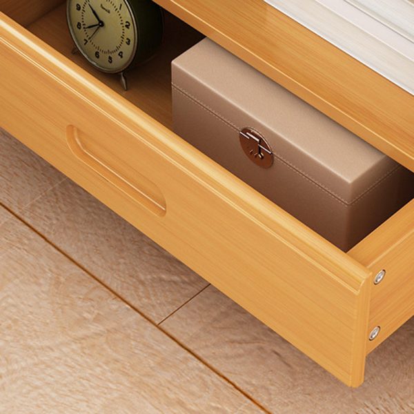 Modern Minimalist Square Bamboo Density Board Cloak Rack Nightstand 1/3 Drawer For Bedroom - Image 7