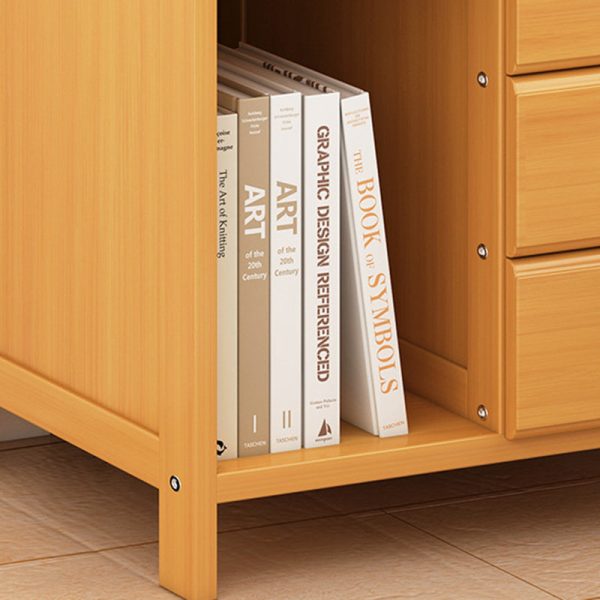 Modern Minimalist Square Bamboo Density Board Cloak Rack Nightstand 1/3 Drawer For Bedroom - Image 8