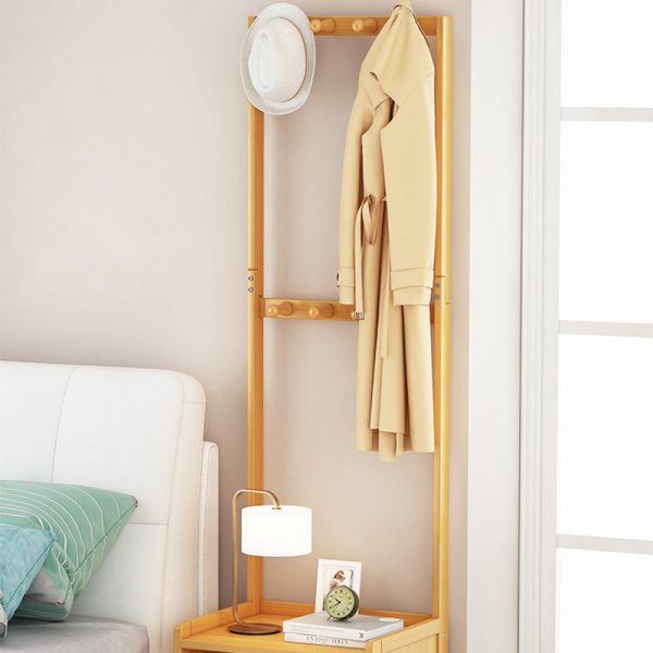 Modern Minimalist Square Bamboo Density Board Cloak Rack Nightstand 1/3 Drawer For Bedroom - Image 9