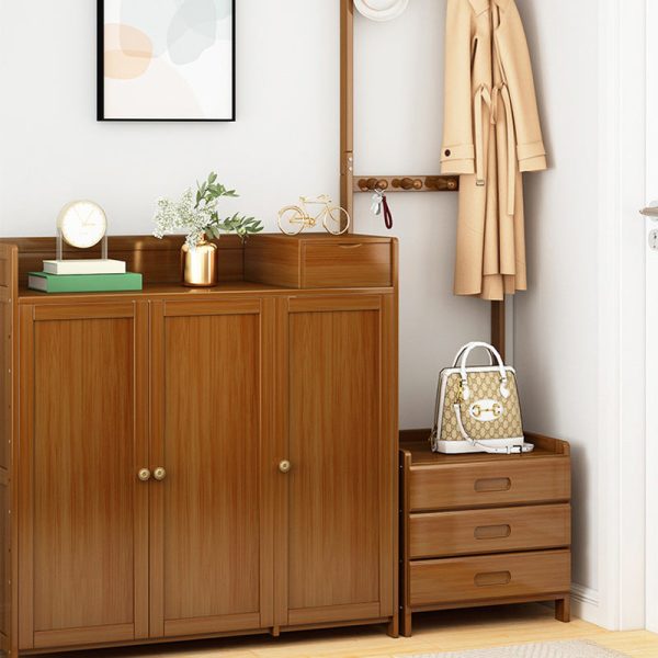 Modern Minimalist Square Bamboo Density Board Cloak Rack Nightstand 1/3 Drawer For Bedroom - Image 16