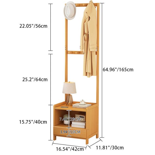 Modern Minimalist Square Bamboo Density Board Cloak Rack Nightstand 1/3 Drawer For Bedroom - Image 4