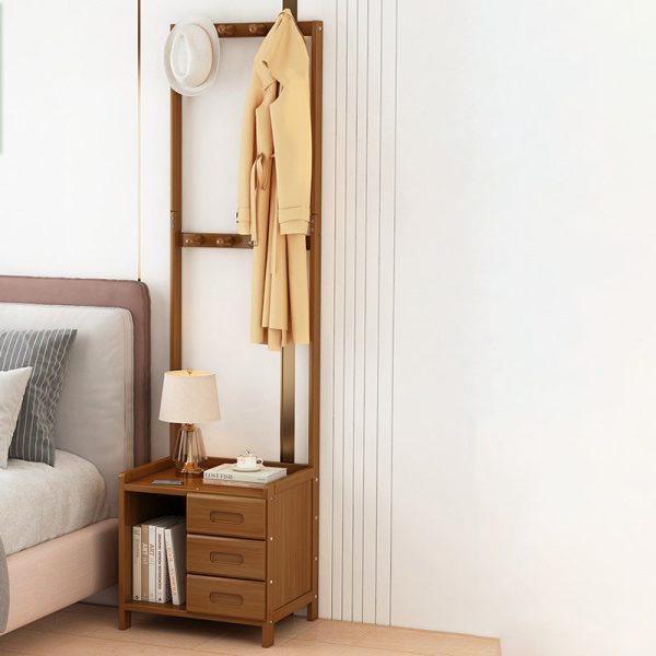 Modern Minimalist Square Bamboo Density Board Cloak Rack Nightstand 1/3 Drawer For Bedroom - Image 10