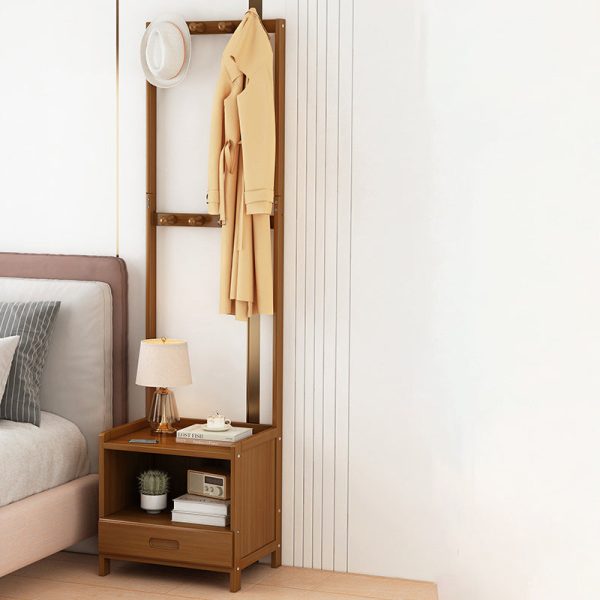 Modern Minimalist Square Bamboo Density Board Cloak Rack Nightstand 1/3 Drawer For Bedroom - Image 3