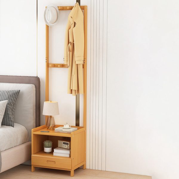 Modern Minimalist Square Bamboo Density Board Cloak Rack Nightstand 1/3 Drawer For Bedroom - Image 13