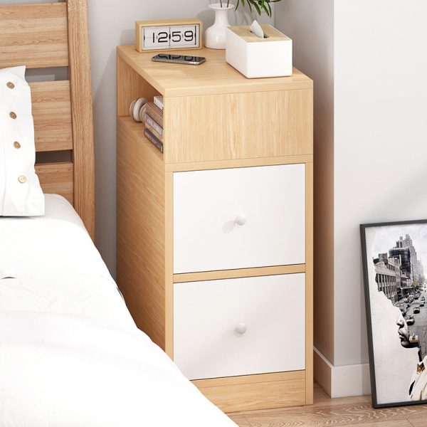 Modern Minimalist Rectangular Artificial Panel Nightstand 1/2 Drawer For Bedroom