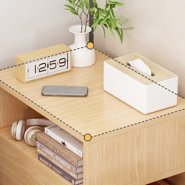 Modern Minimalist Rectangular Artificial Panel Nightstand 1/2 Drawer For Bedroom - Image 8