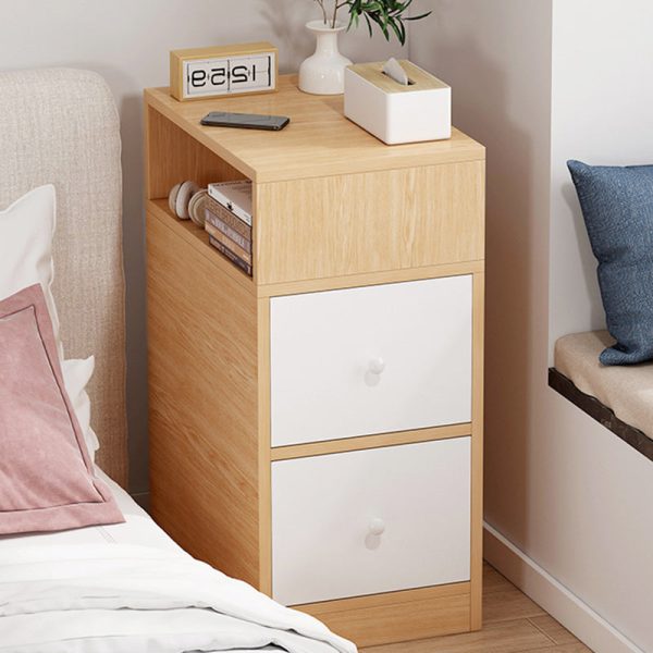 Modern Minimalist Rectangular Artificial Panel Nightstand 1/2 Drawer For Bedroom - Image 11