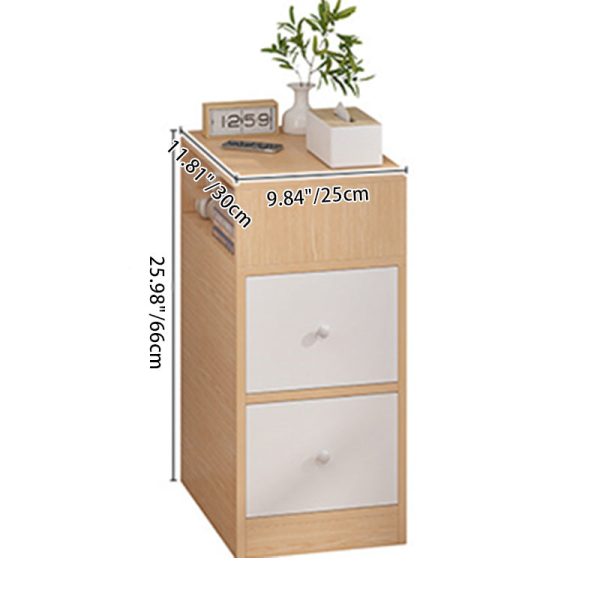 Modern Minimalist Rectangular Artificial Panel Nightstand 1/2 Drawer For Bedroom - Image 5
