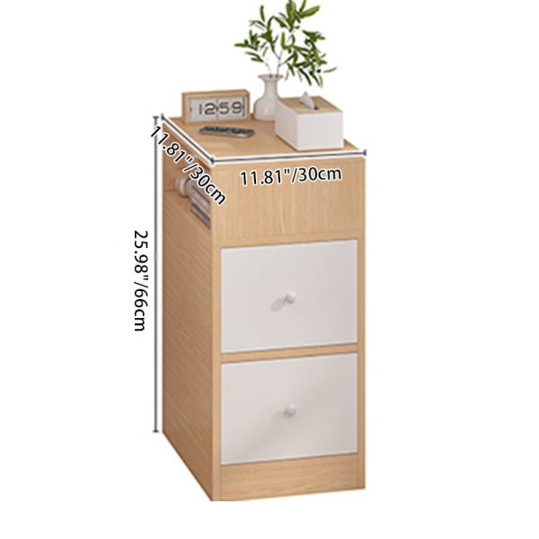 Modern Minimalist Rectangular Artificial Panel Nightstand 1/2 Drawer For Bedroom - Image 6
