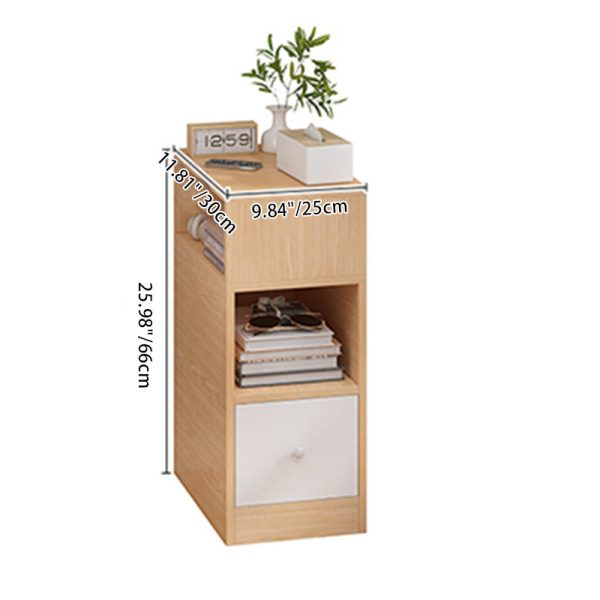 Modern Minimalist Rectangular Artificial Panel Nightstand 1/2 Drawer For Bedroom - Image 4