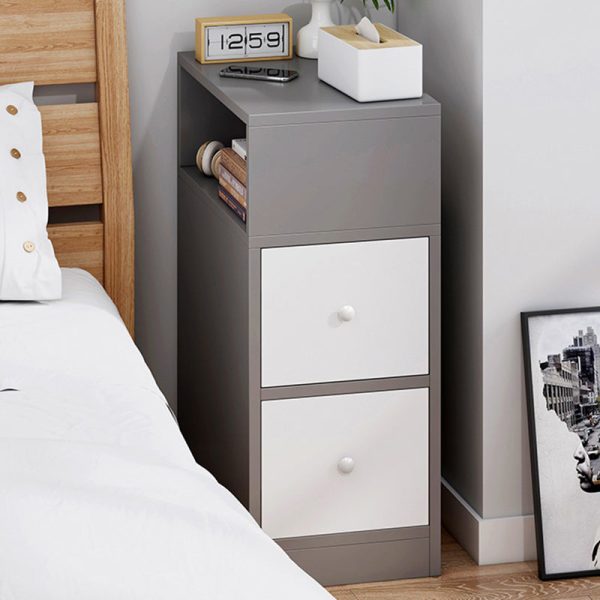 Modern Minimalist Rectangular Artificial Panel Nightstand 1/2 Drawer For Bedroom - Image 10
