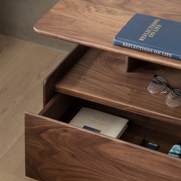 Traditional Vintage Square Rectangle Wood Nightstand 1-Drawer For Bedroom - Image 5