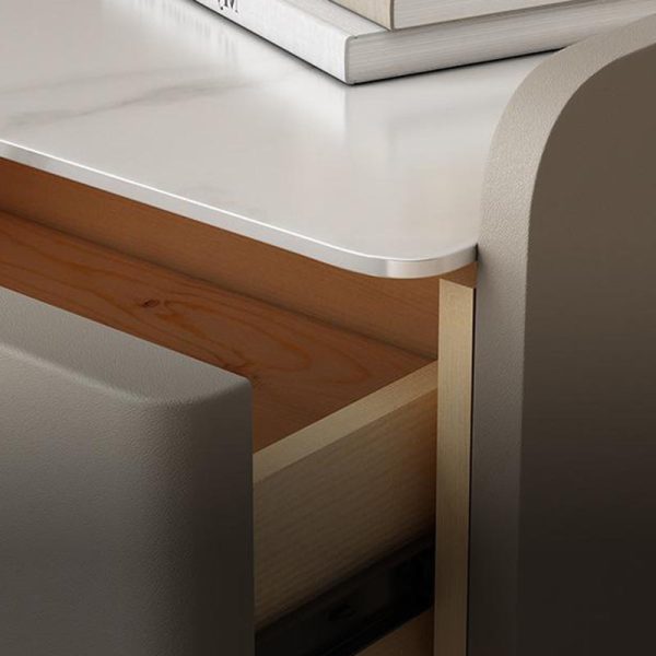 Modern Luxury Rectangle Square Wood Rock Slab Nightstand 2-Drawer For Bedroom - Image 10