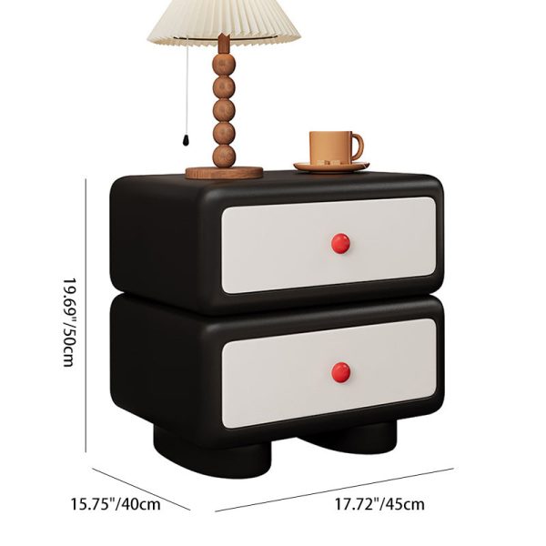 Contemporary Scandinavian Kids Square Rectangle Wood Microfiber Leather Nightstand 2-Drawer For Bedroom - Image 5