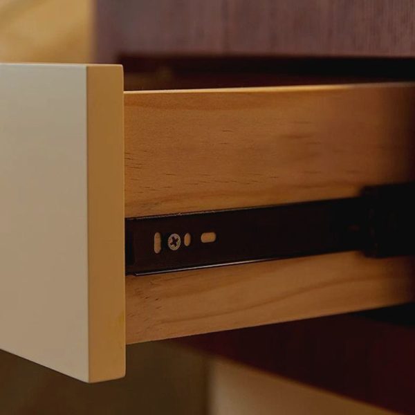 Contemporary Creative Rectangular Cylinder Artificial Panel Nightstand 1-Drawer For Bedroom - Image 11