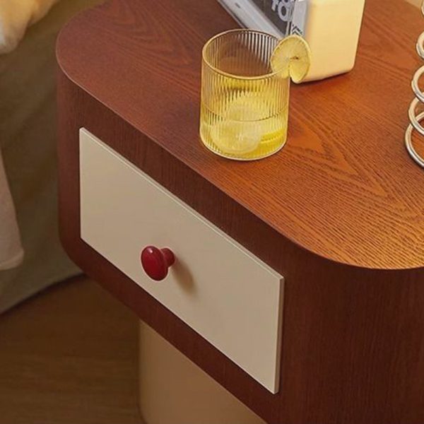 Contemporary Creative Rectangular Cylinder Artificial Panel Nightstand 1-Drawer For Bedroom - Image 5
